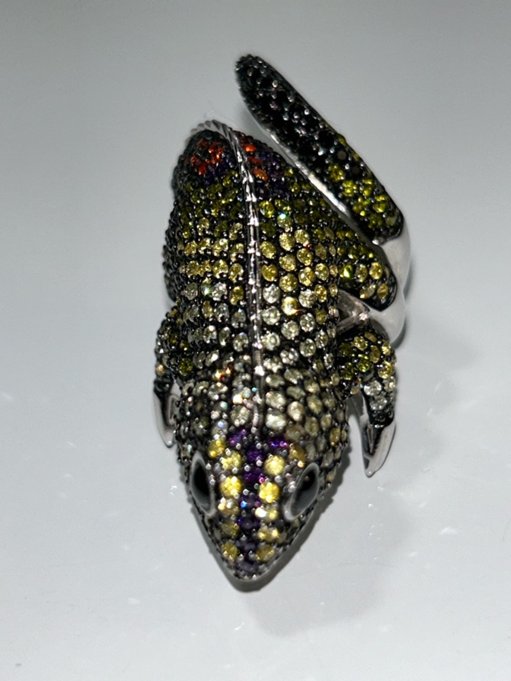 NWOT Sterling Silver Crystal Pave Gecko Lizard Ring - Picture 7 of 11